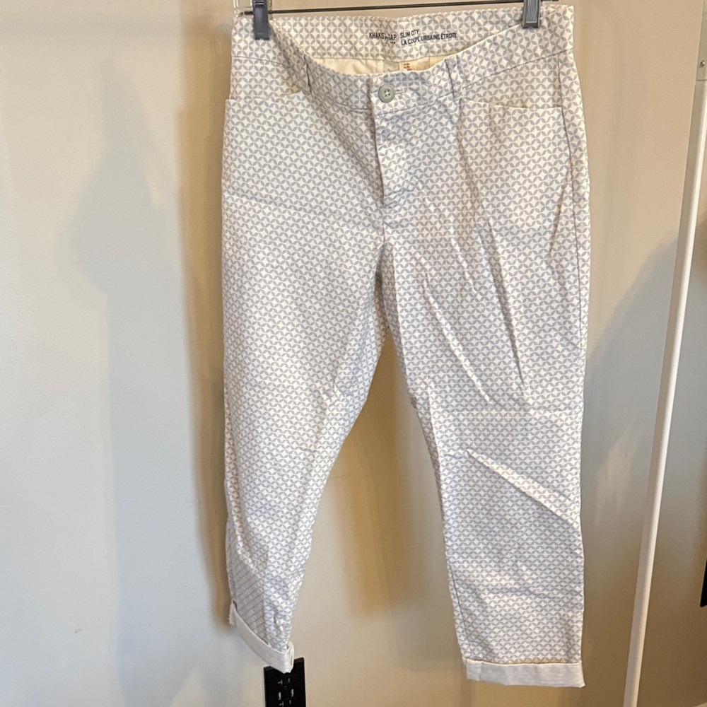 Gap White And Gray Patterned Khakis - image 1